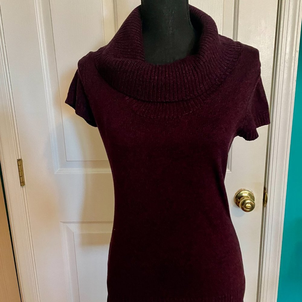 Like New! INC International Concepts Plum Short Sleeve Silk Blend Sweater Size S - Picture 2 of 15